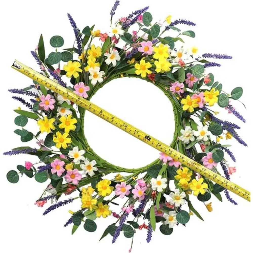 20” Artificial Floral Spring and Summer Wreath for Front Door